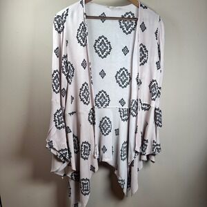 Altard State Pink Open Front Cardigan‎ with Black Medallion Print - Women's M